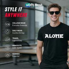 Softrest Printed Round Neck Black Colour Tshirts