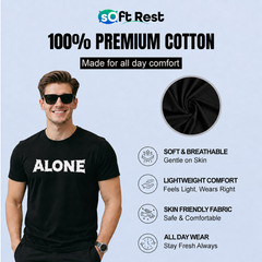 Softrest Printed Round Neck Black Colour Tshirts