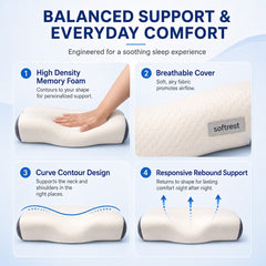 Curve Contour Cervical Pillow ( Black & White)